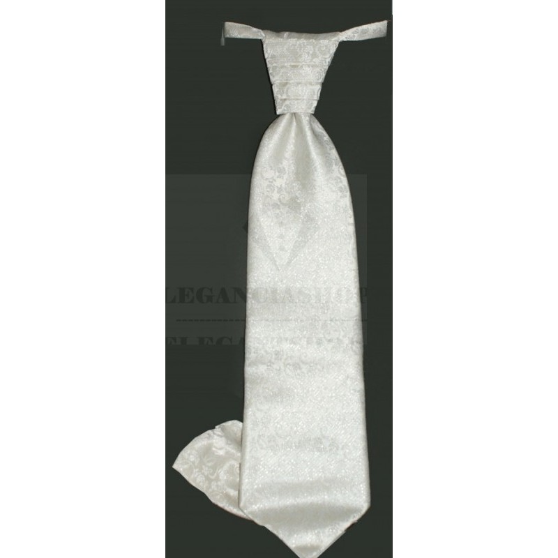 Hochzeit Krawatte mit Einstecktuch - Weiß Gemustert