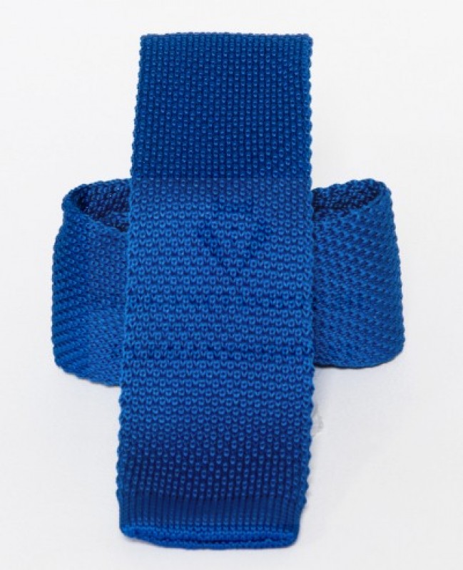 Premium Strickkrawatte - Blau Unifarbige Krawatten