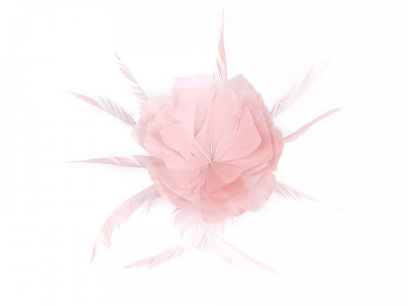 Blume Brosche mit Federn - Puderig Brosche, Reversnadel
