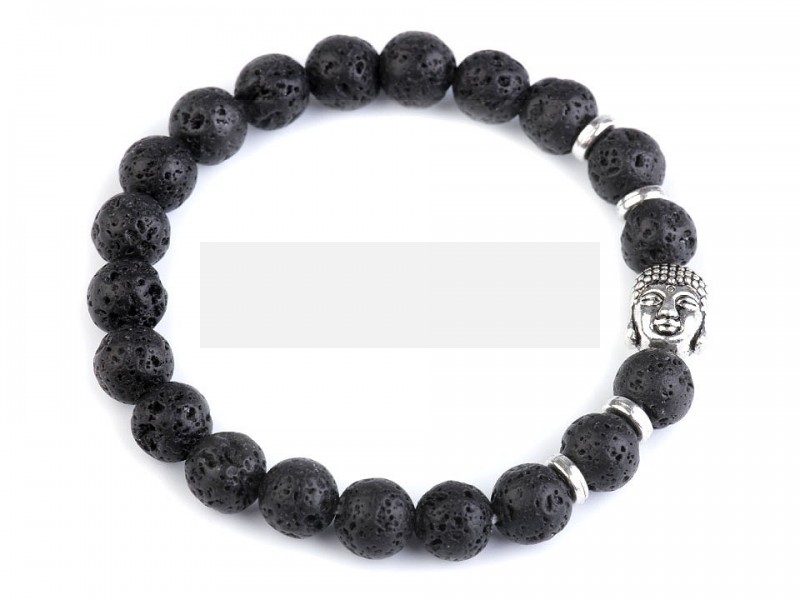 Armband Buddha schwarze Lava
