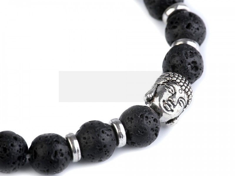 Armband Buddha schwarze Lava