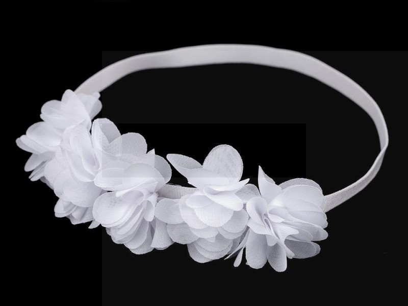 Elastisches Haarband mit Blumen - Weiß