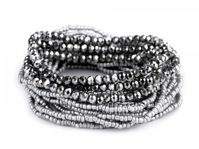 Elastische Armbänder mit Rocailles und geschliffenen Perlen - 18 Stk. Schmuck, Haarschmuck