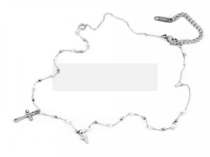 Halskette aus Edelstahl Kreuz mit geschliffenen Steinchen Schmuck, Haarschmuck