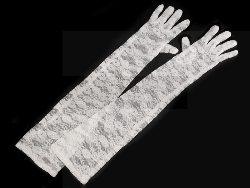 Spitzen Handschuhe lang - Weiß
