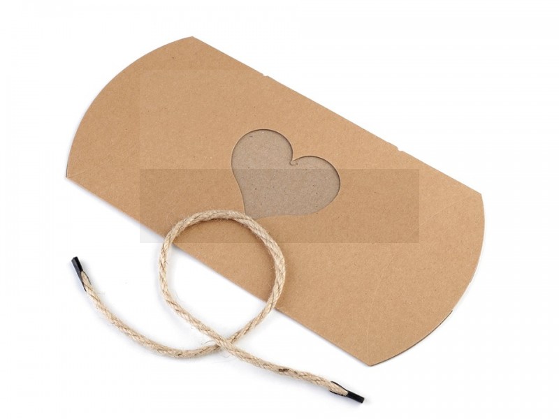 Geschenkbox natural mit Herz und Taschengriff - 5 St./Packung Geschenke einpacken
