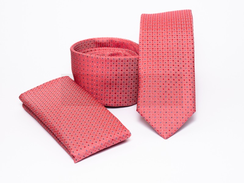    Premium Slim Krawatte Set - Lachs gepunktet