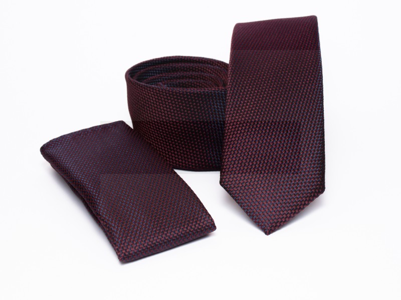   Premium Slim Krawatte Set - Bordeaux