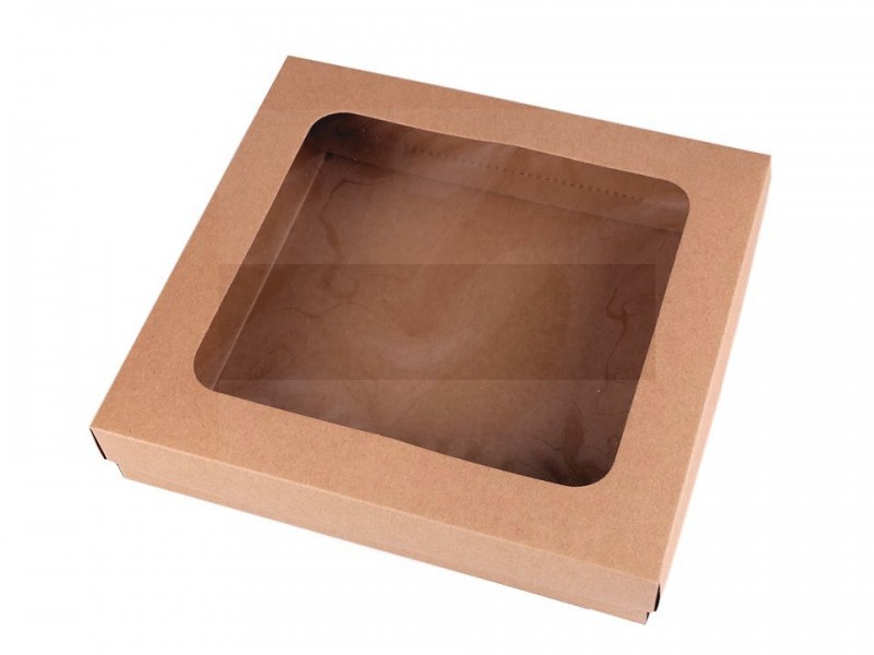 Papierbox natural mit Fenster - 4 St./Packung Geschenke einpacken