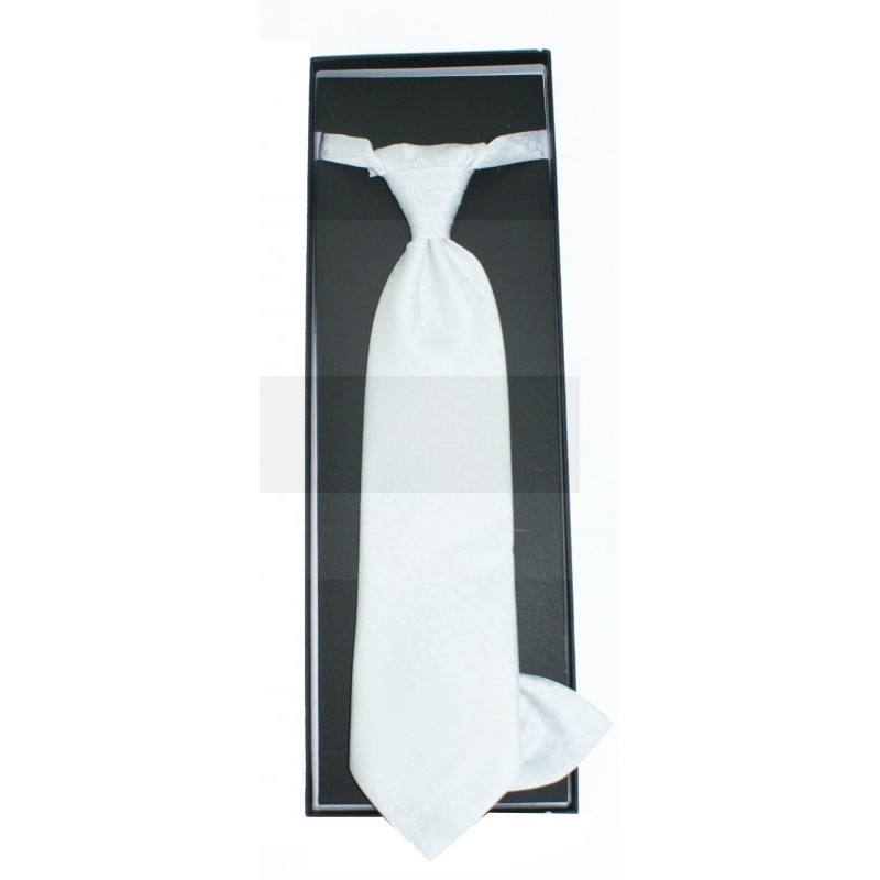 Hochzeit Krawatte mit Einstecktuch - Weiß Gemustert Krawatten für Hochzeit