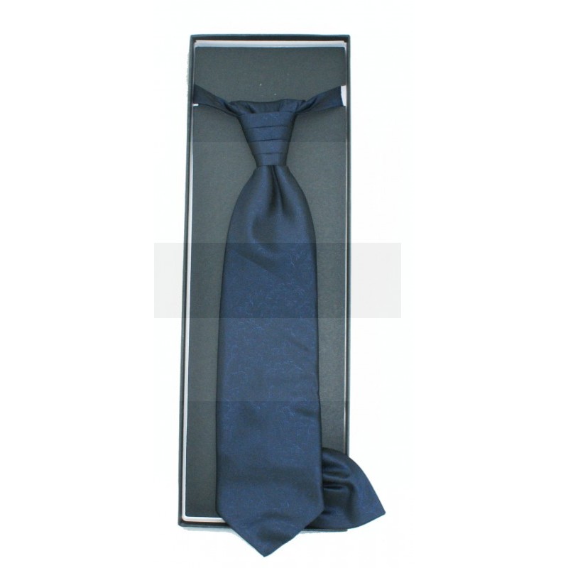 Hochzeit Krawatte mit Einstecktuch - Dunkelblau Gemustert