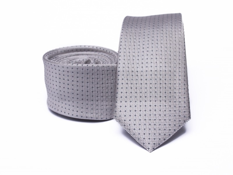 Rossini Slim Krawatte - Grau gepunktet Kleine gemusterte Krawatten