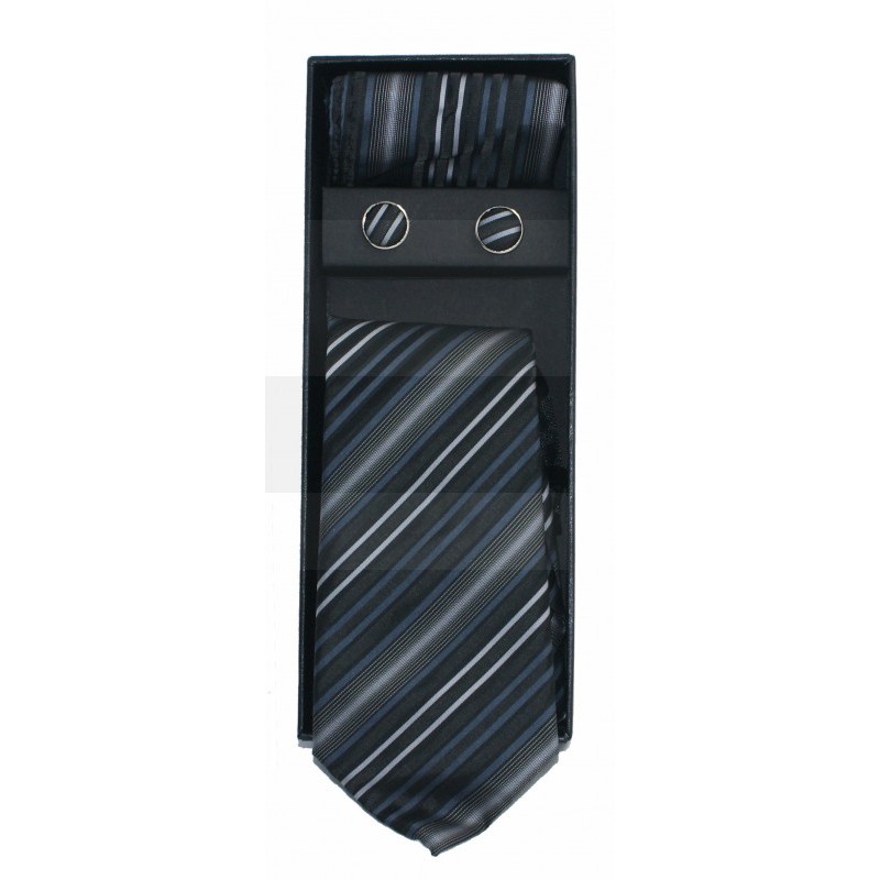 Newsmen Krawatte Set - Schwarz-grau gestreift Sets