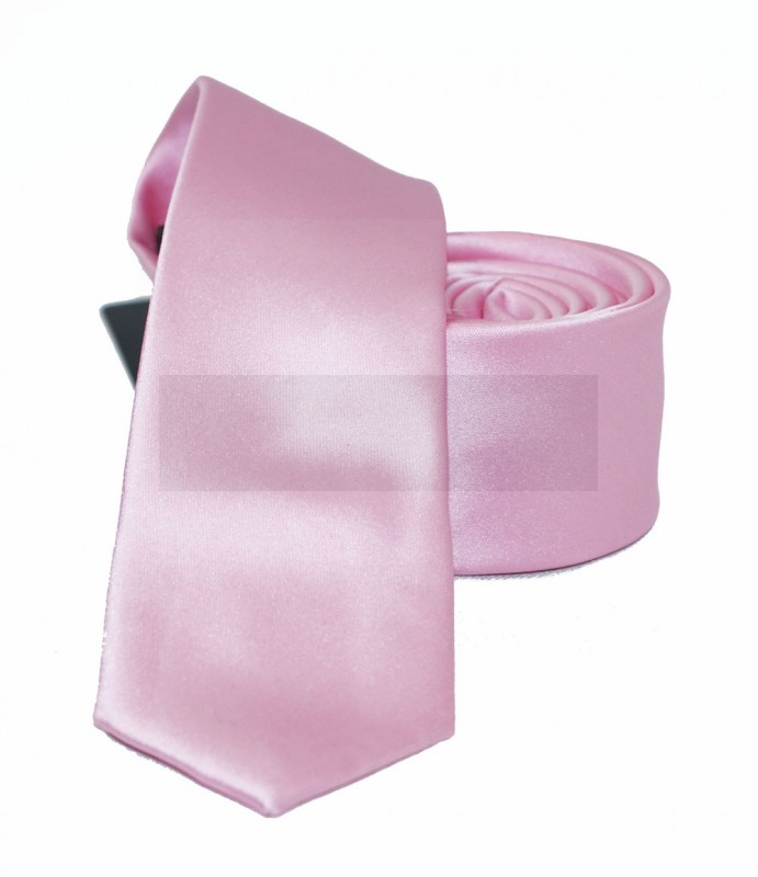          NM Slim Satin Krawatte - Rosa Unifarbige Krawatten