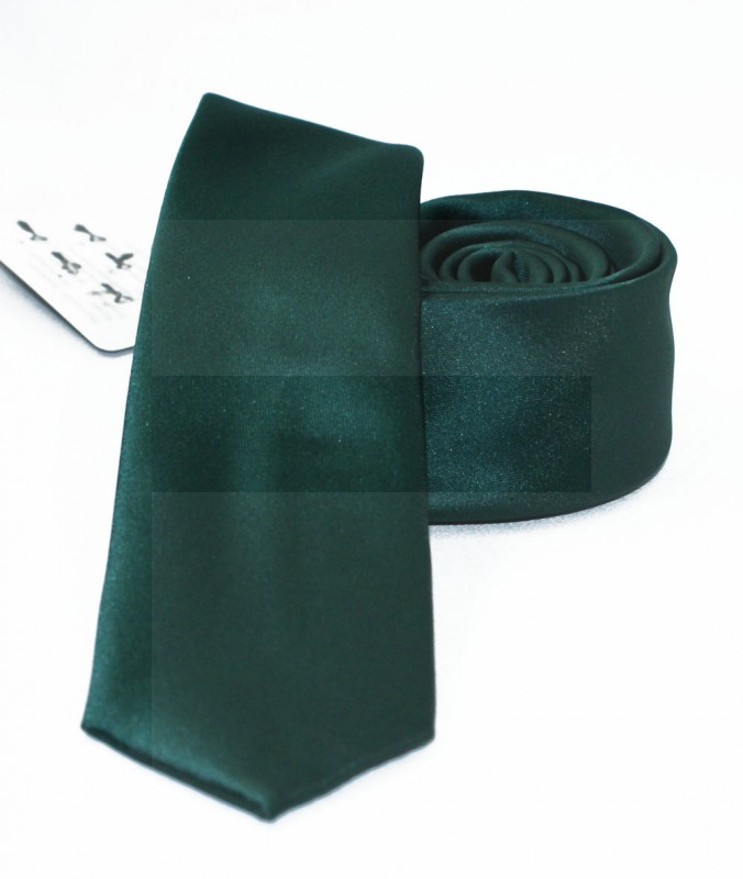          NM Slim Satin Krawatte - Dunkelgrün Unifarbige Krawatten