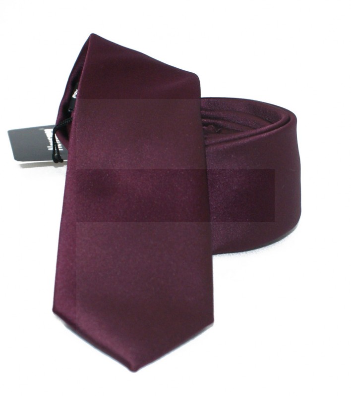          NM Slim Satin Krawatte - Burgunder Unifarbige Krawatten