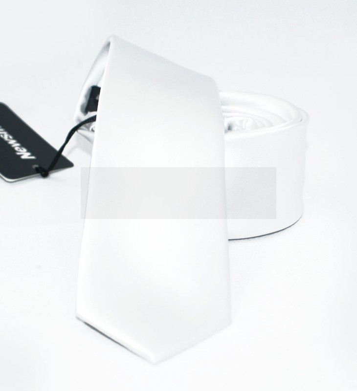          NM Slim Satin Krawatte - Weiß Unifarbige Krawatten