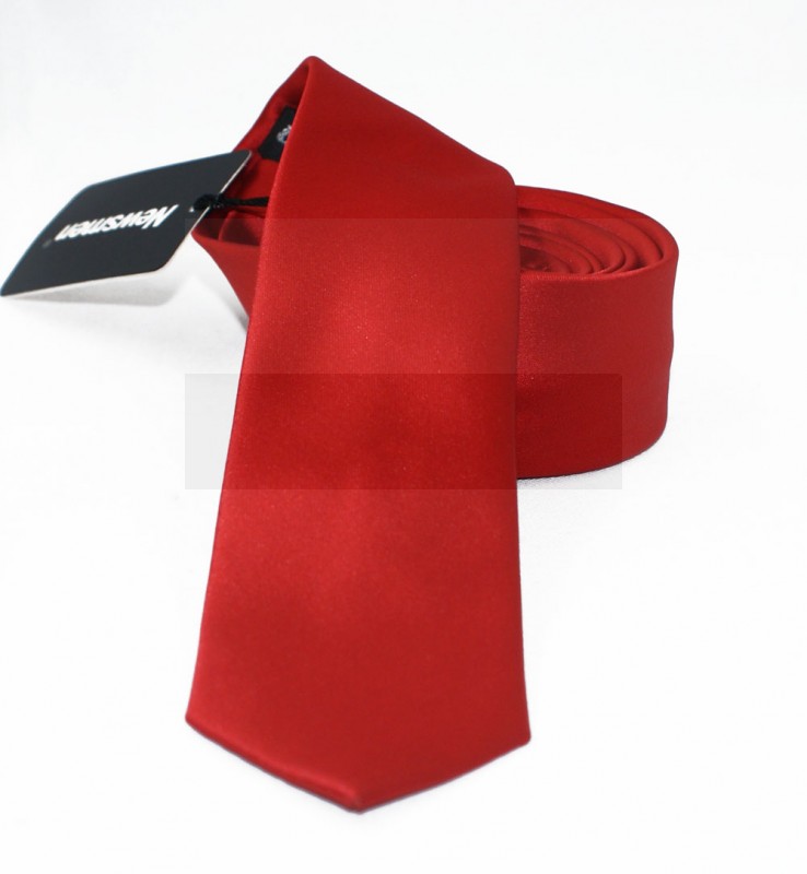          NM Slim Satin Krawatte - Rot Unifarbige Krawatten