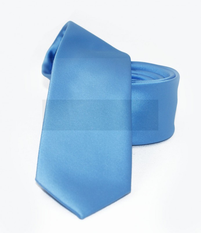          NM Slim Satin Krawatte - Blau Unifarbige Krawatten