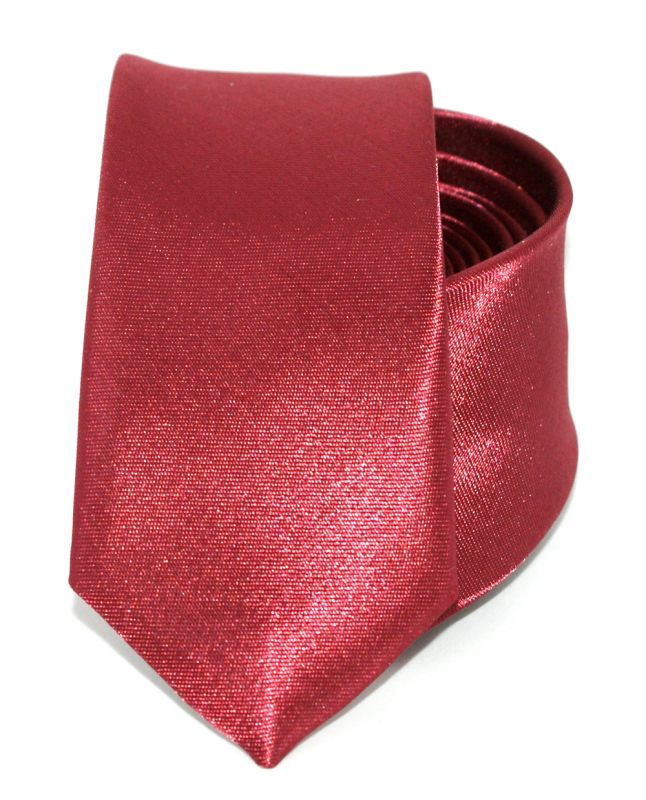 Satin Slim Krawatte - Burgunderrot Unifarbige Krawatten
