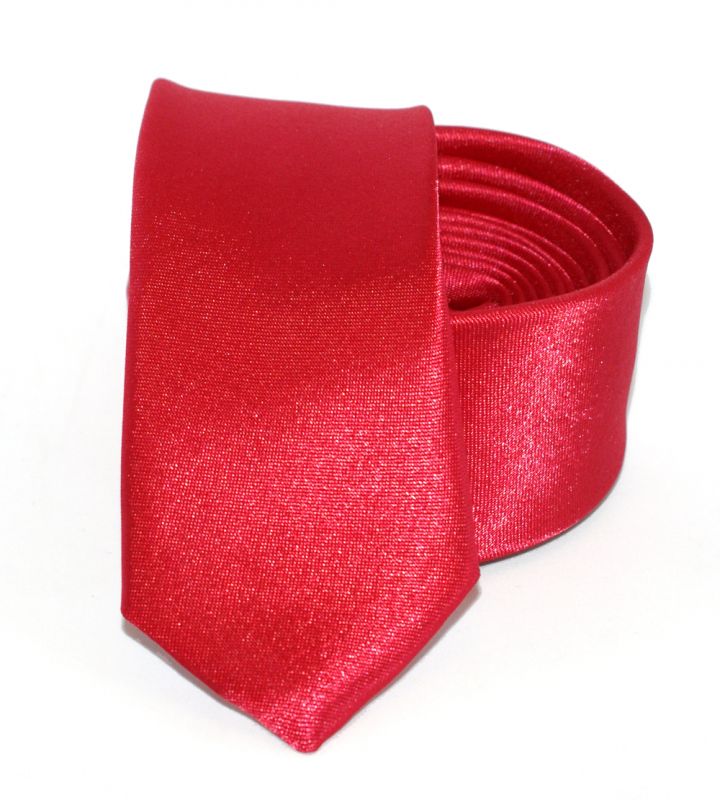 Satin Slim Krawatte - Rot Unifarbige Krawatten