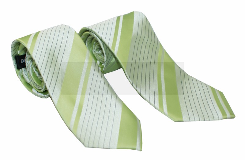 Satin Vater-Sohn Krawatte Set - Grün gestreift