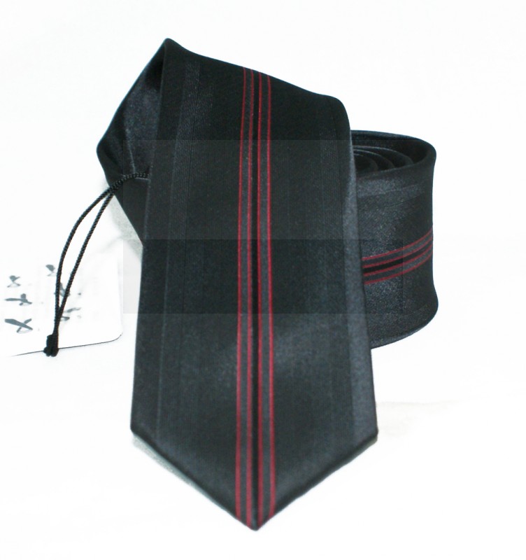          NM Slim Krawatte - Schwarz-rot gestreift