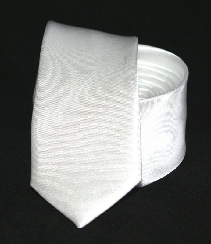 Satin Slim Krawatte - Weiß