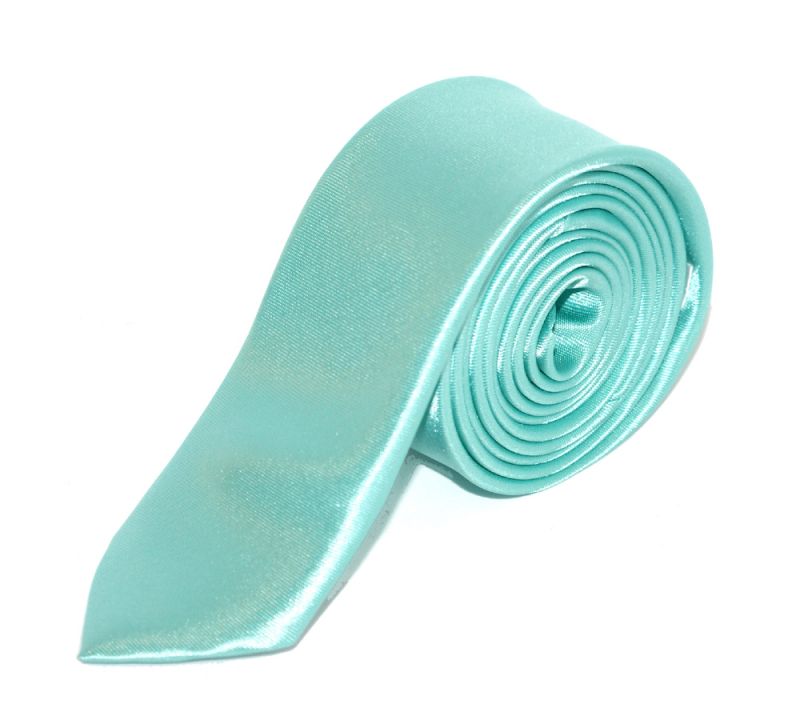 Satin Slim Krawatte - Mintgrüne Unifarbige Krawatten