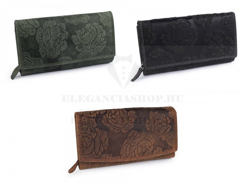 Damen Geldbörse aus Leder mit Blumen 