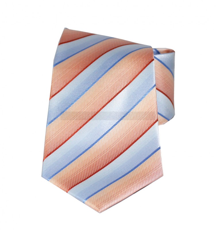 Classic Premium Krawatte - Lachs-blau gestreift
