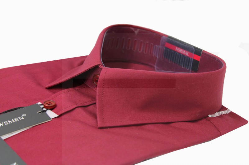 Newsmen Comfort fitt Langarmhemd - Bordeaux Einfarbige Hemden