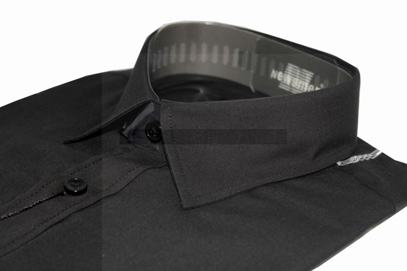     Newsmen Slim Langarm Hemd - Schwarz Einfarbige Hemden