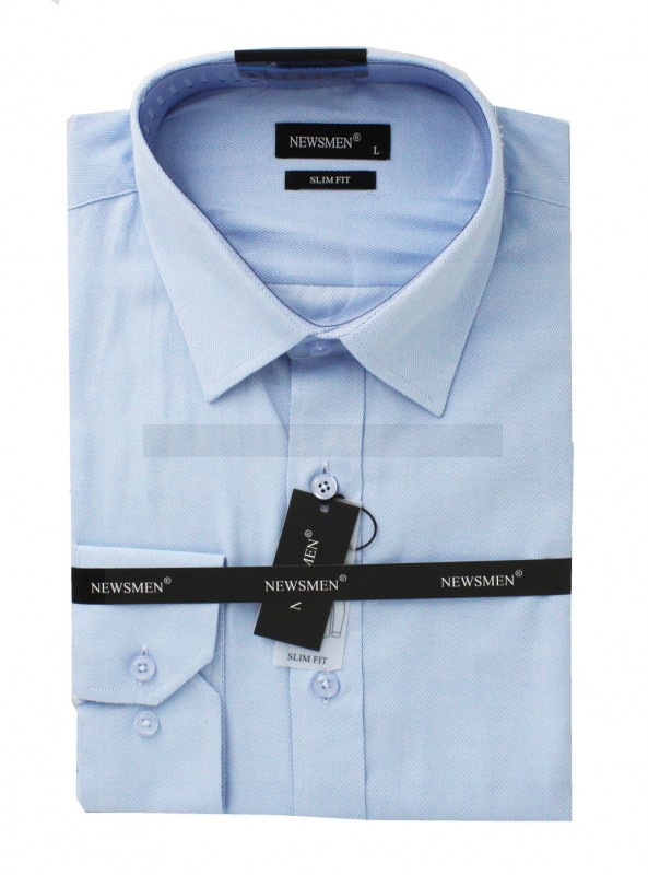                       NM 80% Baumwolle Slim Langarmhemd - Blau 