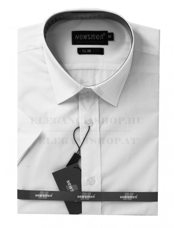               Newsmen Slim Kurzarmhemd - Weiß  Einfarbige Hemden