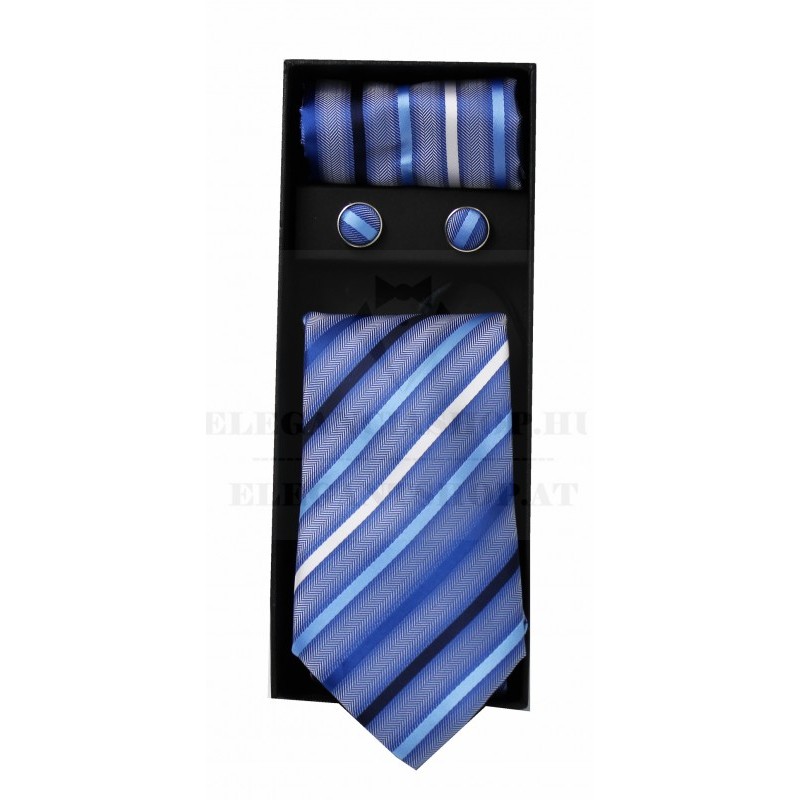   Newsmen Krawatte Set - Blau gestreift