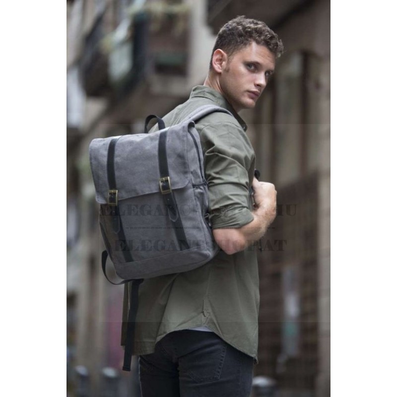                                               Kimood unisex Canvas-Rucksack Mit Klappe Damen Tasche, Geldbörse, Gürtel