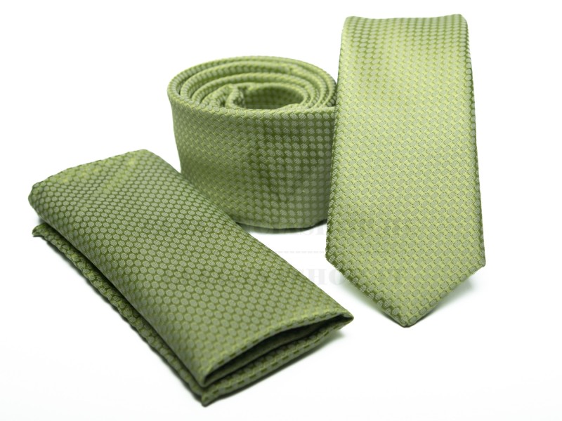       Rossini Slim Krawatte Set - Lime Unifarbige Krawatten