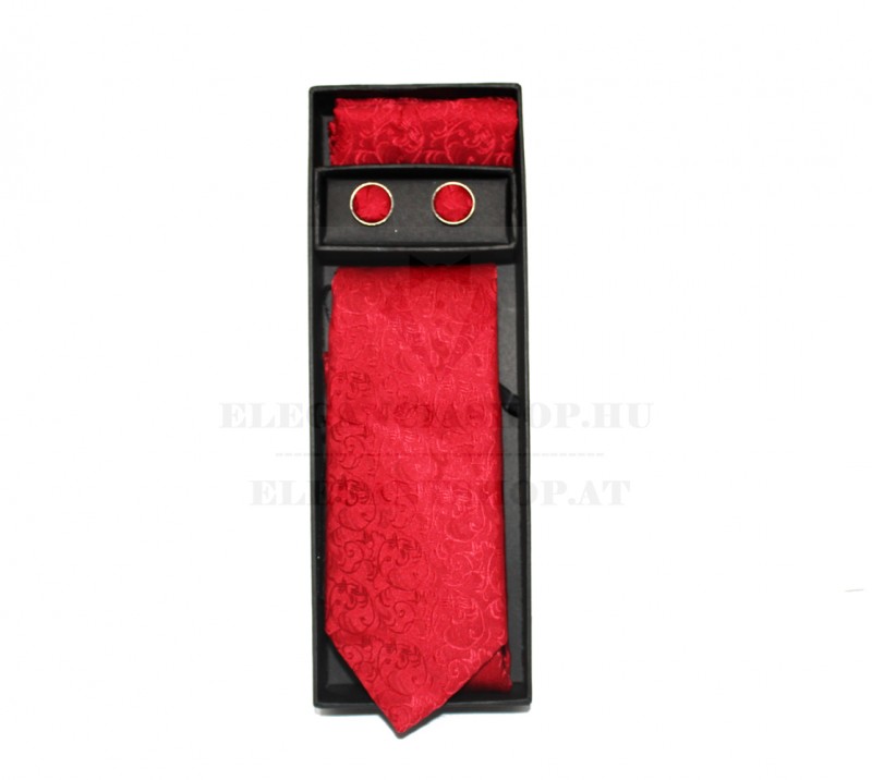    Marquis Slim Krawatte Set - Rot geblüht