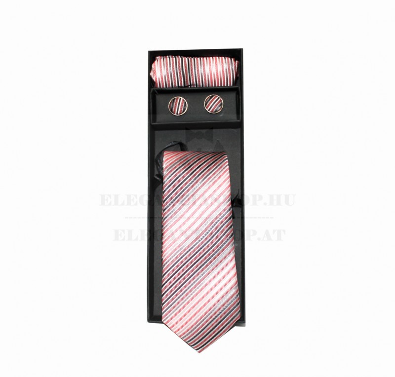    Marquis Slim Krawatte Set - Puderig gestreift