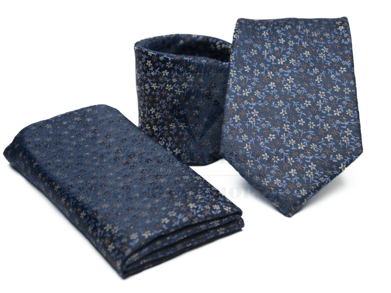 Premium Krawatte Set - Schwarz geblümt