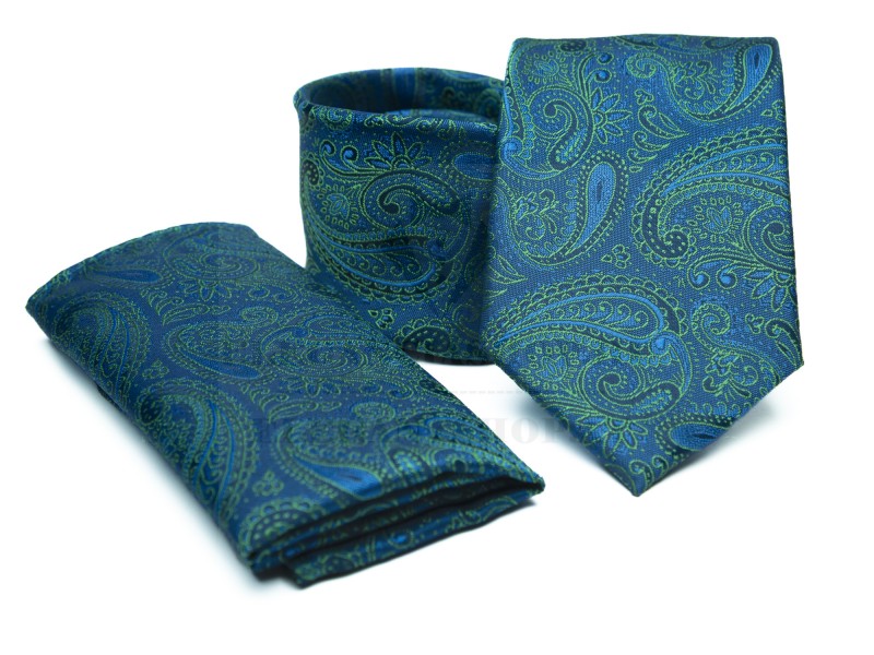 Premium Krawatte Set - Grün geblümt