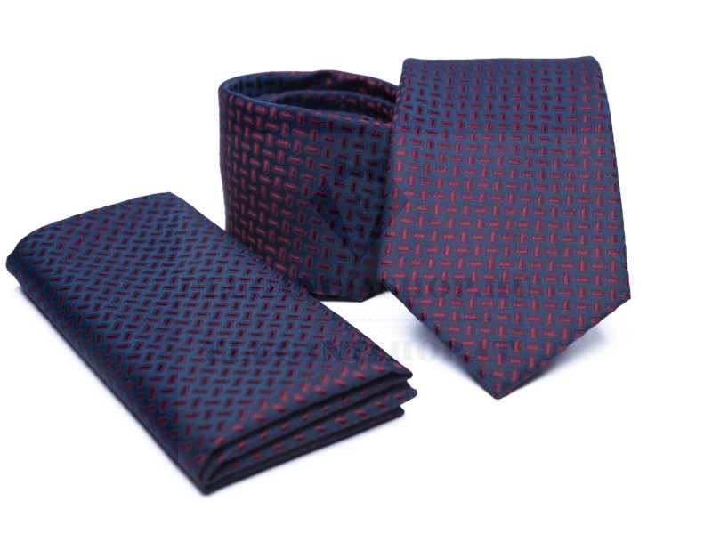Premium Krawatte Set - Blau-rot gemustert