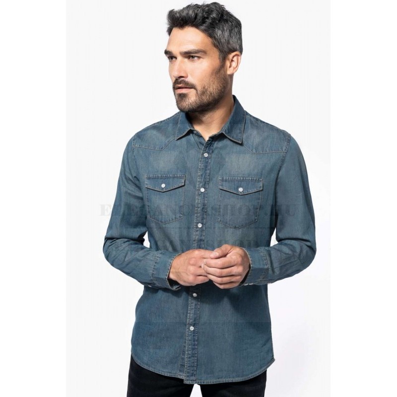 MEN'S LONG-SLEEVED DENIM SHIRT Slim/Smart Fit