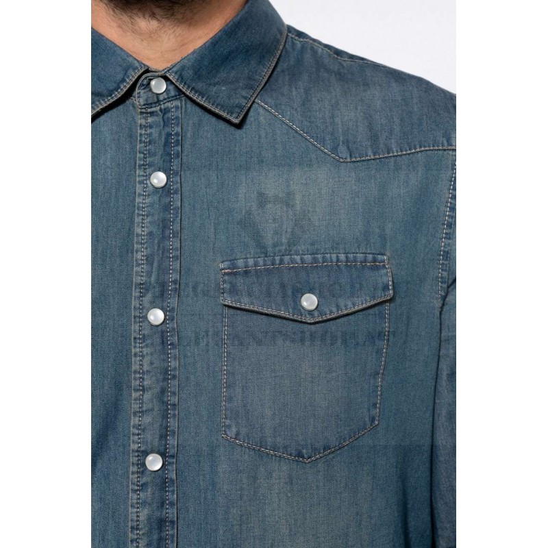 MEN'S LONG-SLEEVED DENIM SHIRT Slim/Smart Fit