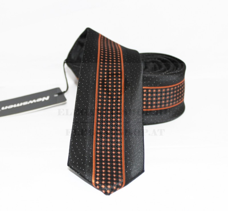          NM Slim Krawatte - Orange-schwarz Gestreifte Krawatten