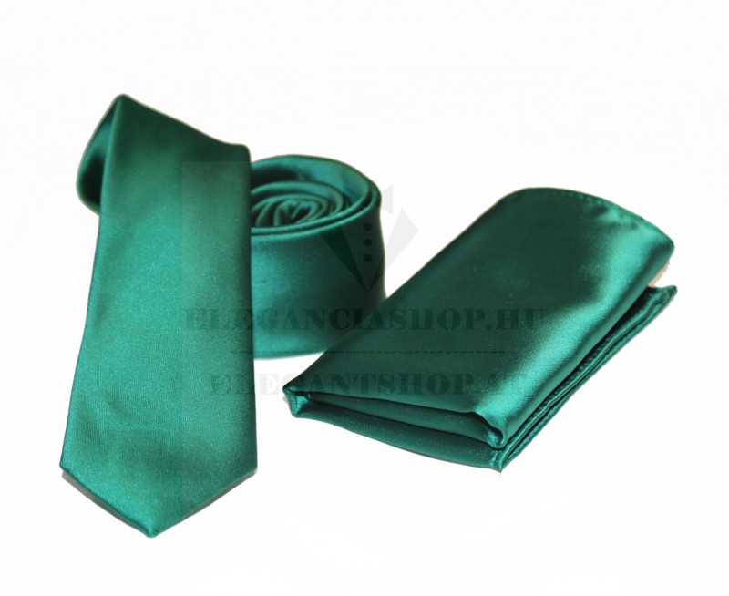    NM Satin Slim Krawatte Set - Grün Unifarbige Krawatten