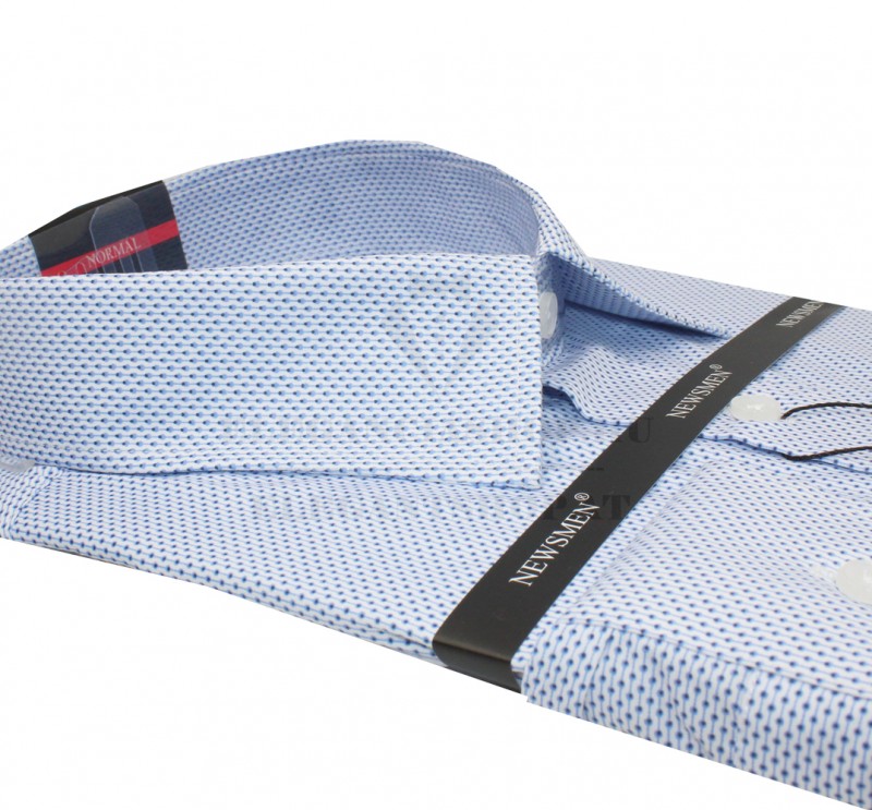                          Newsmen elastisches Comfort Fit Hemd - Hellblau gepunktet