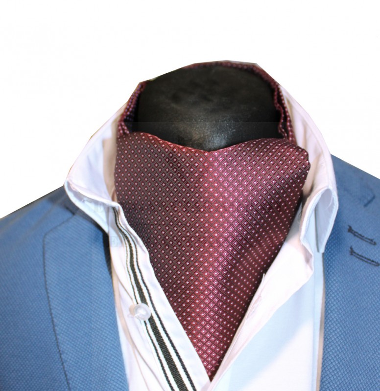 Cravat Ascot Krawatten für Männer - Bordeaux gemustert Spezialität