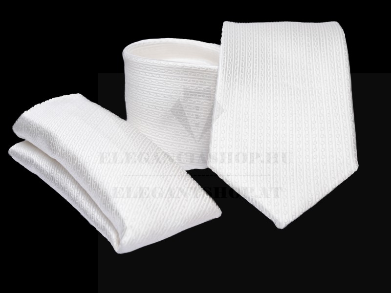           Premium Krawatte Set - Weiß Kleine gemusterte Krawatten
